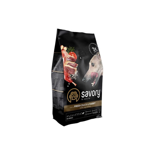 Корм сухий Savory Adult All Breeds rich in Fresh Duck and Rabbit для собак усіх порід зі свіжою качкою та кроликом