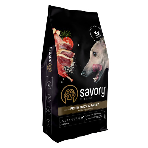 Корм сухий Savory Adult All Breeds rich in Fresh Duck and Rabbit для собак усіх порід зі свіжою качкою та кроликом