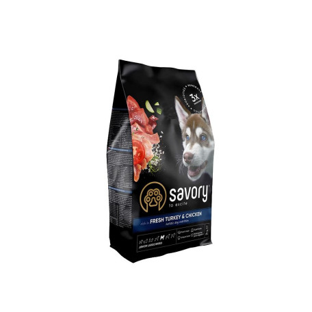 Корм сухий Savory Junior Large rich in Fresh Turkey and Chicken для молодих собак великих порід від 25 кг зі свіжою індичкою та куркою