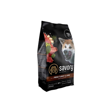 Корм сухий Savory Large Breeds rich in Fresh Turkey and Lamb для дорослих собак великих порід від 25 кг зі свіжим ягням та індичкою