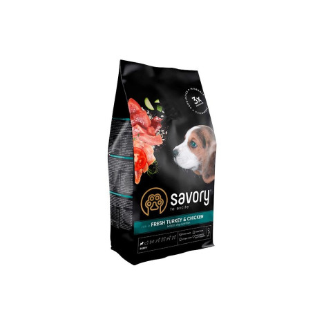 Корм сухий Savory Puppy rich in Fresh Turkey and Chicken для цуценят всіх порід зі свіжою індичкою і куркою