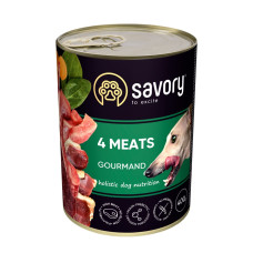 Корм вологий Savory Dog Gourmand 4 meats паштет для дорослих собак усіх порід з чотирма видами м’яса