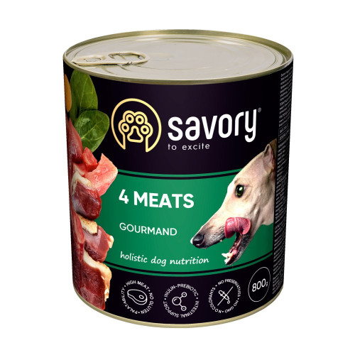 Корм вологий Savory Dog Gourmand 4 meats паштет для дорослих собак усіх порід з чотирма видами м’яса