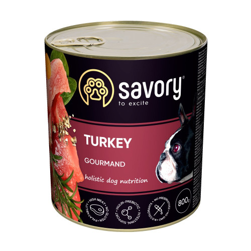 Корм влажный Savory Dog Gourmand Turkey паштет для взрослых собак всех пород с индейкой