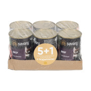 Набір 5+1 заводська упаковка Корм вологий Savory Dog Gourmand Beef паштет для дорослих собак усіх порід з яловичиною 400 г - фото 1