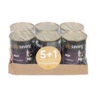 Набір 5+1 заводська упаковка Корм вологий Savory Dog Gourmand Beef паштет для дорослих собак усіх порід з яловичиною 400 г
