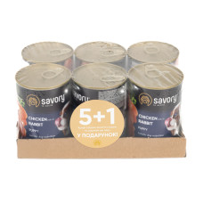 Набір 5+1 заводська упаковка Корм вологий Savory Dog All breeds Puppy Chicken rich in Rabbit паштет для цуценят усіх порід з кроликом 400 г
