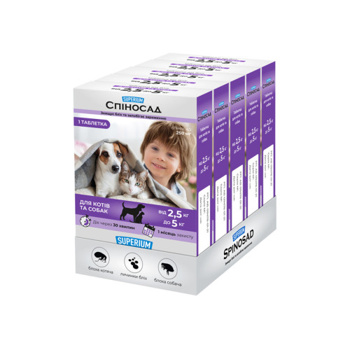 Протикліщові таблетки для котів та собак SUPERIUM Спіносад