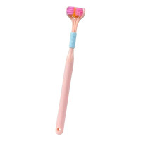 Зубная щетка для собак Todli, розовая, трехсторонняя