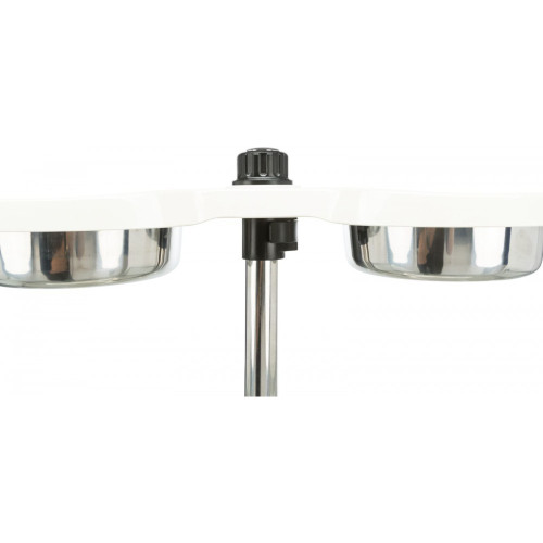 Подвійна миска Trixie для собак на регульованій підставці біла меламін/метал