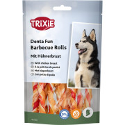 Ласощі Trixie Denta Fun Barbecue Rolls with chicken breast для собак Паличка для чищення зубів з курячою грудкою 12 см 80 г 10 шт - фото 1