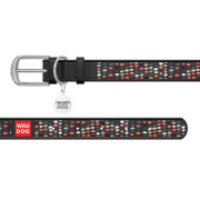 Нашийник WAUDOG Design з малюнком “Веселі крапки”, чорна преміум шкіра, металева пряжка - фото 3