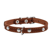 Ошейник для собак "CoLLaR" одинарный кожаный с украшениями коричневого цвета - фото 2