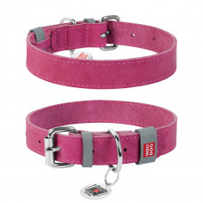 Кожаный ошейник для собак WAUDOG Classic розового цвета