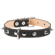 Нашийник для собак "CoLLaR" подвійний шкіряний чорного кольору з шипами - фото 2