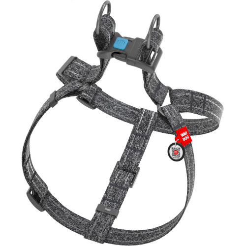 Шлея для собак з відновленої бавовни WAUDOG Re-cotton сіра з QR-паспортом
