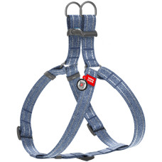 Шлея для собак з відновленої бавовни WAUDOG Re-cotton синя з QR-паспортом