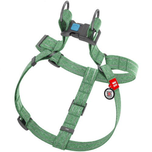 Шлея для собак з відновленої бавовни WAUDOG Re-cotton зелена з QR-паспортом