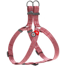 Шлея для собак з відновленої бавовни WAUDOG Re-cotton червона з QR-паспортом