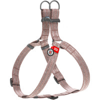 Шлея для собак з відновленої бавовни WAUDOG Re-cotton коричнева з QR-паспортом