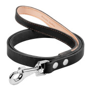 Кожаный поводок для собак Collar одинарный, непрошитый чёрного цвета, 122 см - фото 1