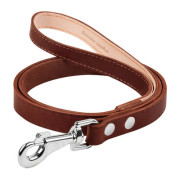 Кожаный поводок для собак Collar одинарный, непрошитый коричневого цвета, 122 см - фото 1