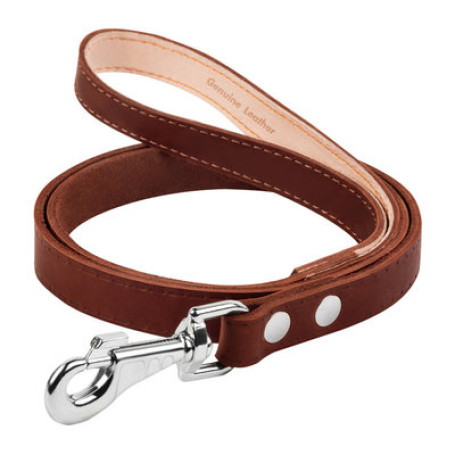 Шкіряний повідець для собак Collar одинарний, непрошитий коричневого кольору, 122 см