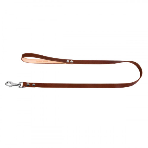 Кожаный поводок для собак Collar одинарный, непрошитый коричневого цвета, 122 см