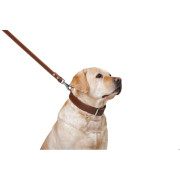 Шкіряний повідець для собак Collar подвійний з прошивкою, коричневого кольору, 122 см - фото 4