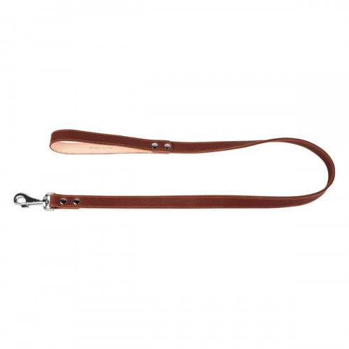 Шкіряний повідець для собак Collar подвійний з прошивкою, коричневого кольору, 122 см