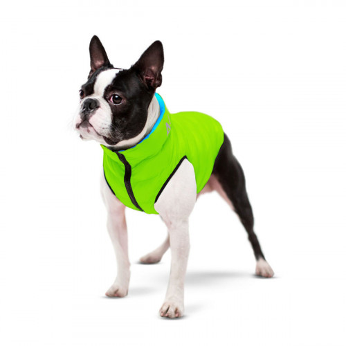 Легкая и теплая двухсторонняя куртка-жилетка для собак AiryVest, салатово-голубая