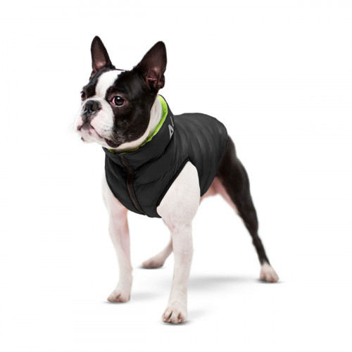 Легка та тепла двостороння куртка-жилетка для собак AiryVest, салатово-чорна