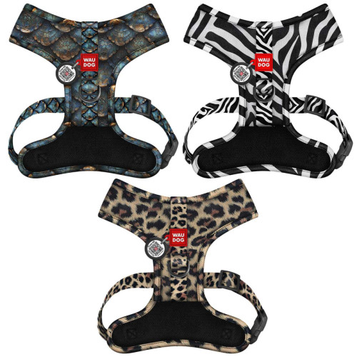 Шлея для собак дихаюча WAUDOG Mesh малюнок "Луска" з QR паспортом
