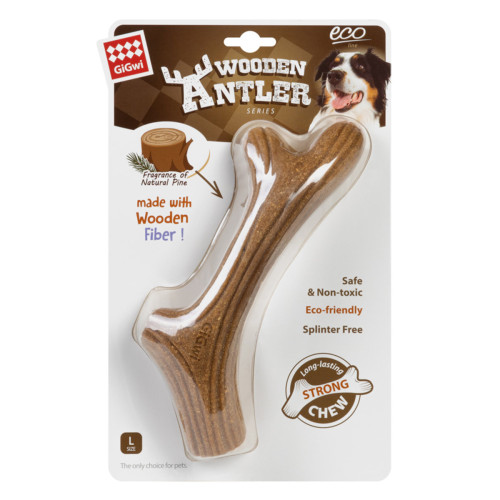 Жувальна іграшка-ріг GiGwi Wooden Antler дерев'яна коричнева для собак WAUDOG