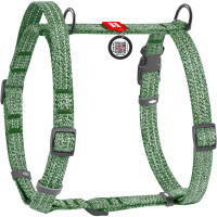 Шлея для собак с ручкой анатомическая Н-образная WAUDOG Re-cotton Зеленая