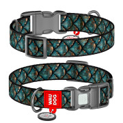 Ошейник для собак нейлоновый WAUDOG Nylon с QR-паспортом, рисунок "Чешуя", пластиковый фастекс - фото 1