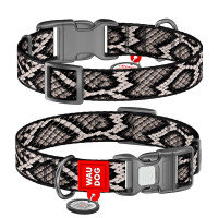 Нашийник для собак нейлоновий WAUDOG Nylon з QR-паспортом, малюнок "Змія", пластиковий фастекс