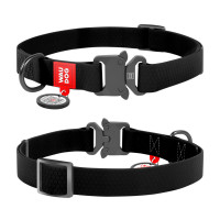 Нашийник для собак водостійкий WAUDOG Waterproof з QR-паспортом чорного кольору