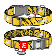 Нашийник для собак нейлоновий WAUDOG Nylon з QR-паспортом, світловідбивний, малюнок "Бетмен Ескіз", пластиковий фастекс - фото 1