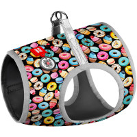 Мягкая шлея для собак WAUDOG Clothes рисунок "Пончики" с QR паспортом