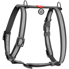 Шлея для собак Н-подібна світловідбивна WAUDOG Waterproof колір "Сірий"