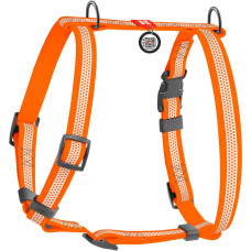 Шлея для собак Н-подібна світловідбивна WAUDOG Waterproof колір "Помаранчевий"