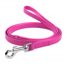 Кожаный поводок для собак WauDog Glamour розового цвета, 122 см