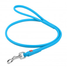Круглый кожаный поводок для собак WauDog Glamour голубого цвета, 122 см