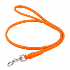 Круглый кожаный поводок для собак WauDog Glamour оранжевого цвета, 122 см