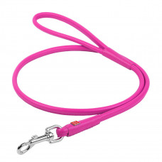 Круглый кожаный поводок для собак WauDog Glamour розового цвета, 122 см