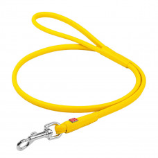 Круглый кожаный поводок для собак WauDog Glamour жёлтого цвета, 122 см