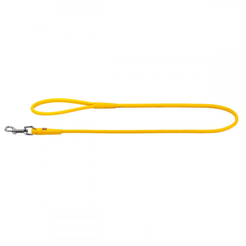 Круглый кожаный поводок для собак WauDog Glamour жёлтого цвета, 122 см