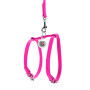 Шкіряна шлея WAUDOG Glamour з повідцем для котів і дрібних собак Рожева