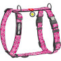 Шлея для собак анатомічна H-подібна WAUDOG Nylon "Смайли на рожевому" з QR-паспортом